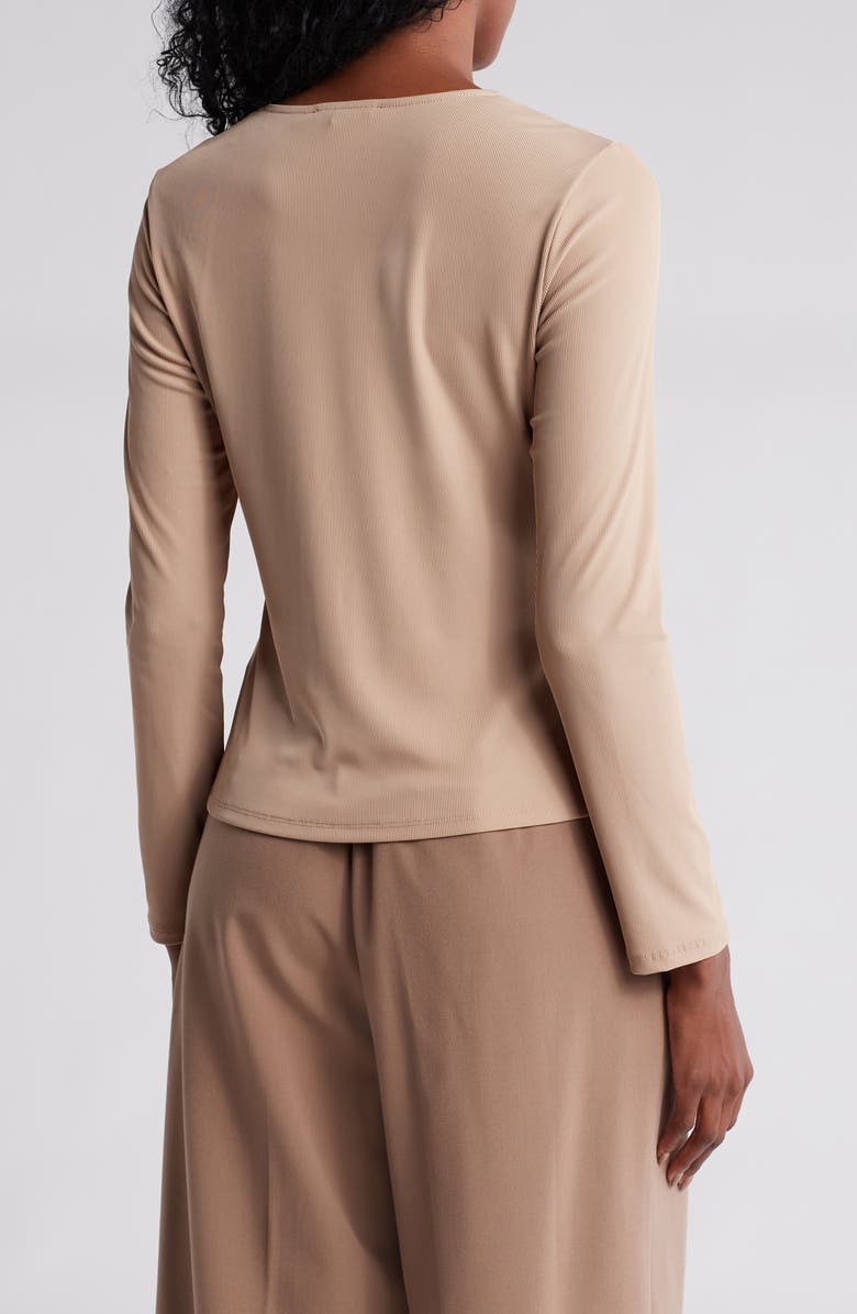 Adrianna Papell Ruched Long Sleeve Slinky Rib Top, Alternate, color, 