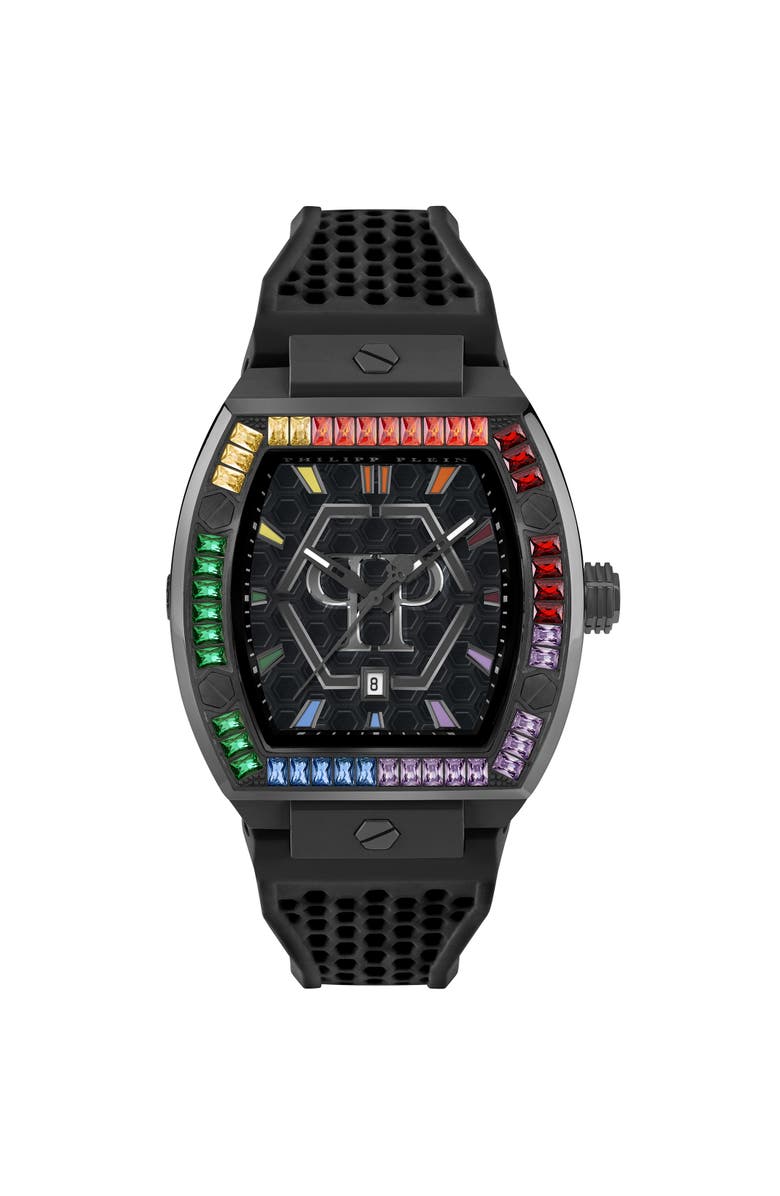 PHILIPP PLEIN Stainless Steel Watches The Hexagon Phantom Men, Main, color, Black/Multicolored
