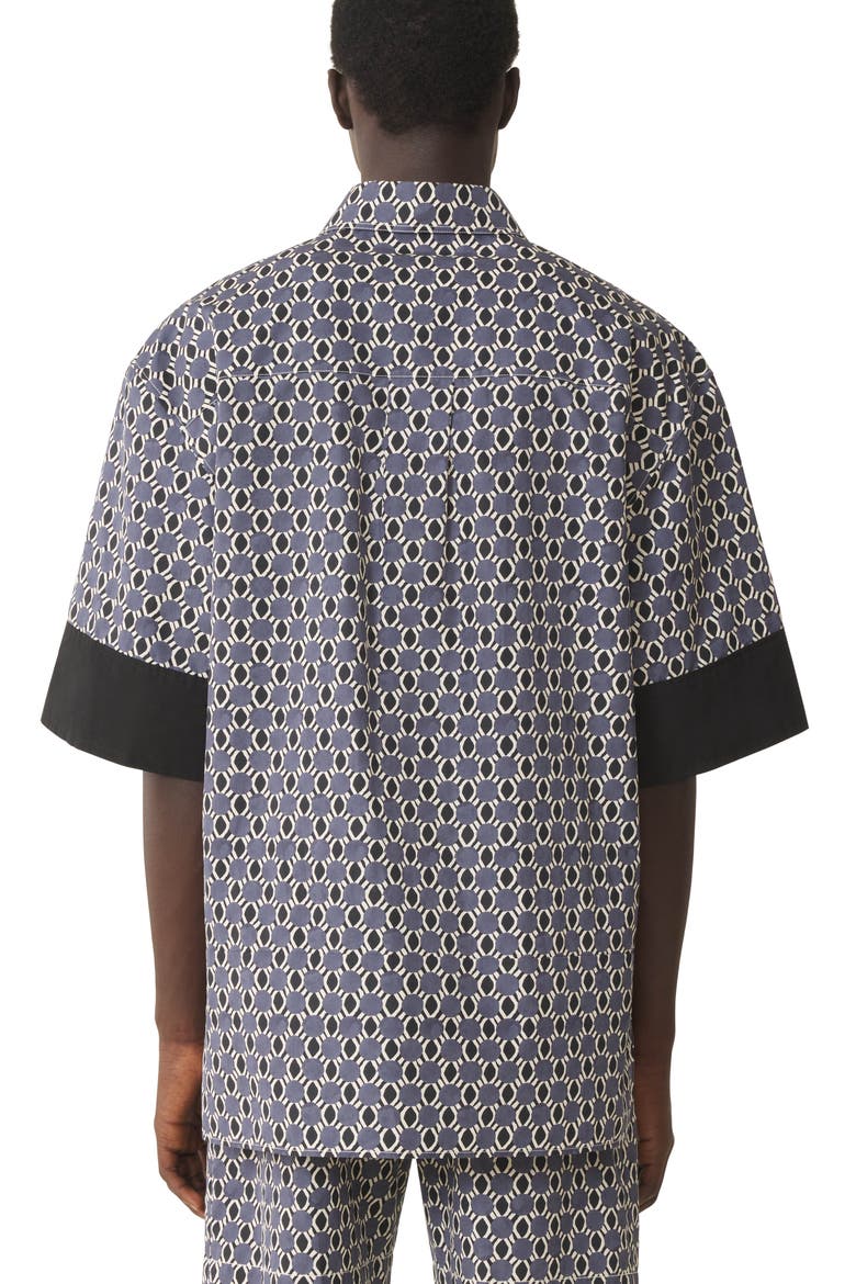 Loose-Fit Printed Cotton Shirt, Alternate, color, Storm/Black
