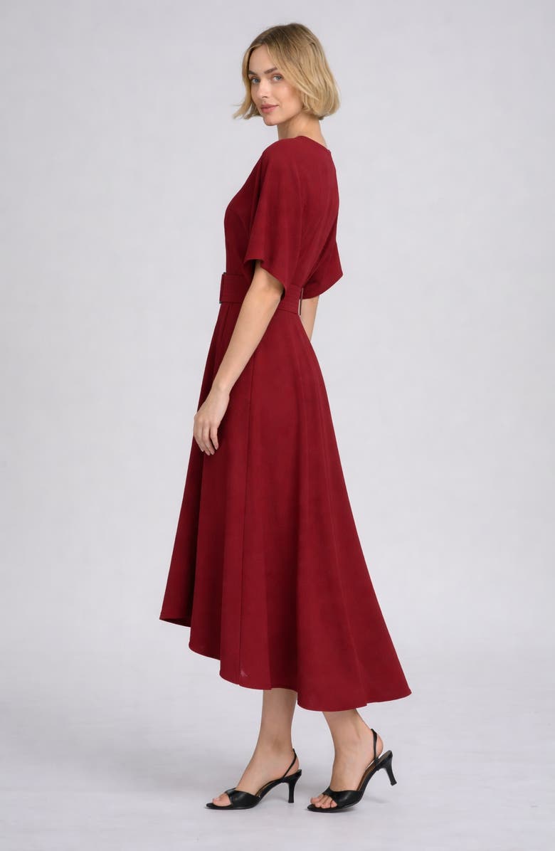 ELLE Collection Belted Midi Dress, Alternate, color, Wine