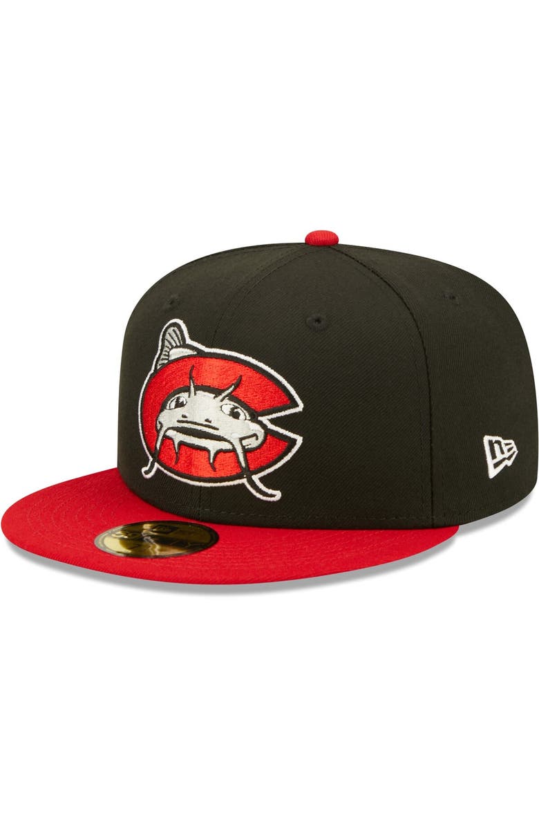 New Era Men's New Era Black Carolina Mudcats Authentic Collection Team Home 59FIFTY Fitted Hat, Alternate, color, 