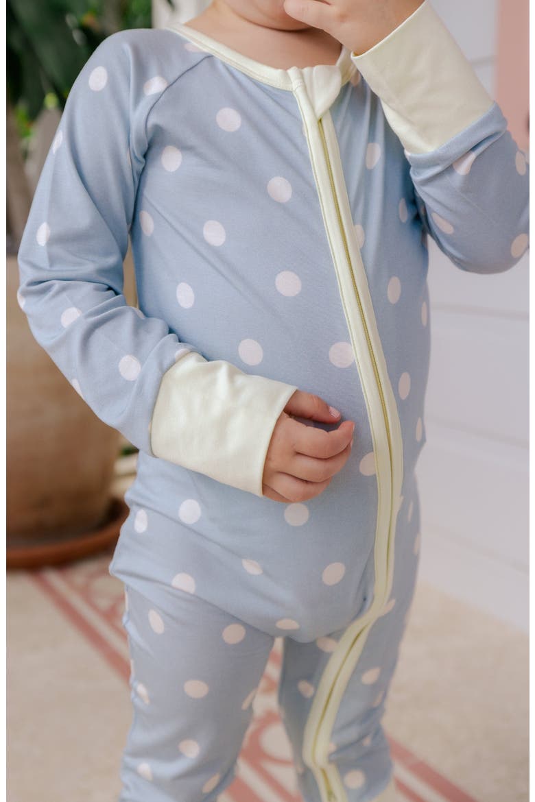 Sea Blue Polka Dot Zipper Romper, Alternate, color, Sea Blue Polka Dot