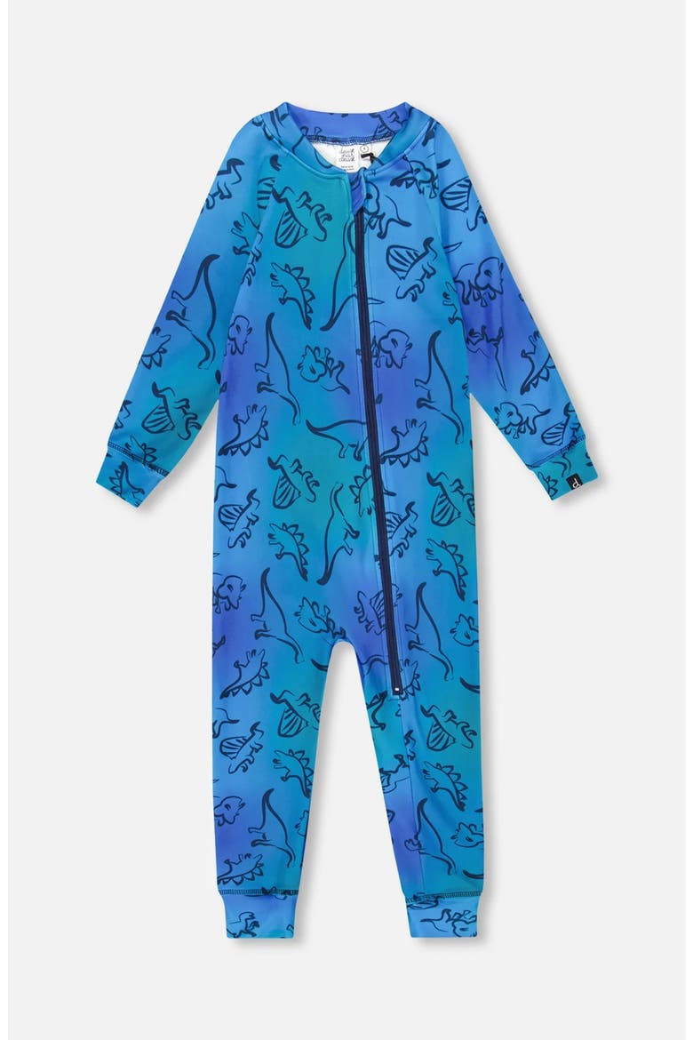 One-Piece Thermal Underwear Dinosaur, Main, color, Blue Gradient