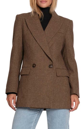 Belle & Bloom Big Brother Talk Double Breasted Blazer In Brown