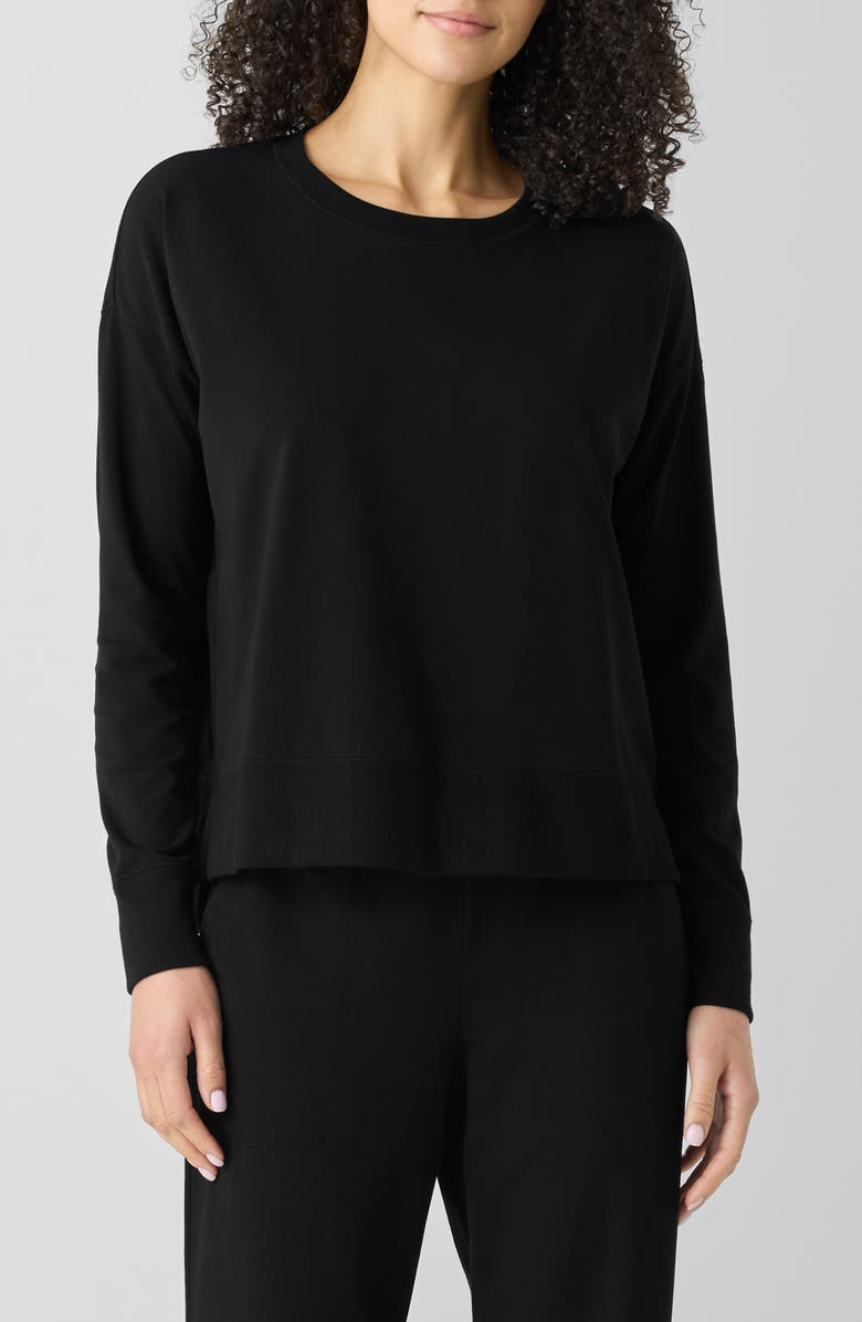 Eileen Fisher Crewneck Stretch Organic Cotton Knit Top, Main, color, 