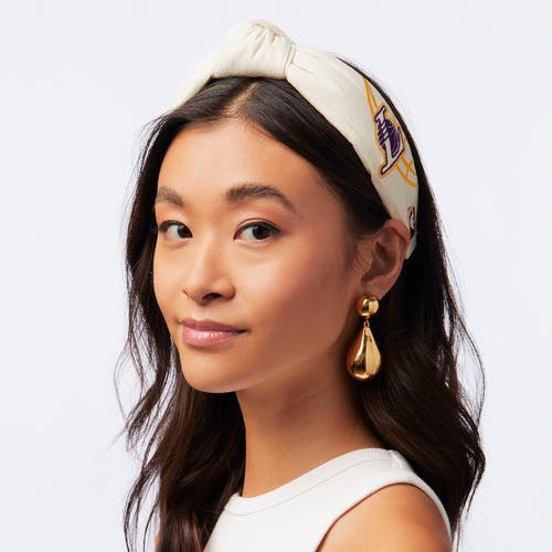Lele Sadoughi Nba La Lakers Embroidered Headband In Nude