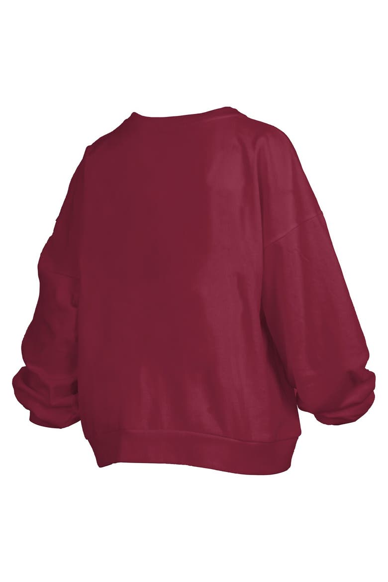 Women's Pressbox Garnet South Carolina Gamecocks Janise Arch Over Logo Waist Length Oversized Pullover Sweatshirt, Alternate, color, Garnet