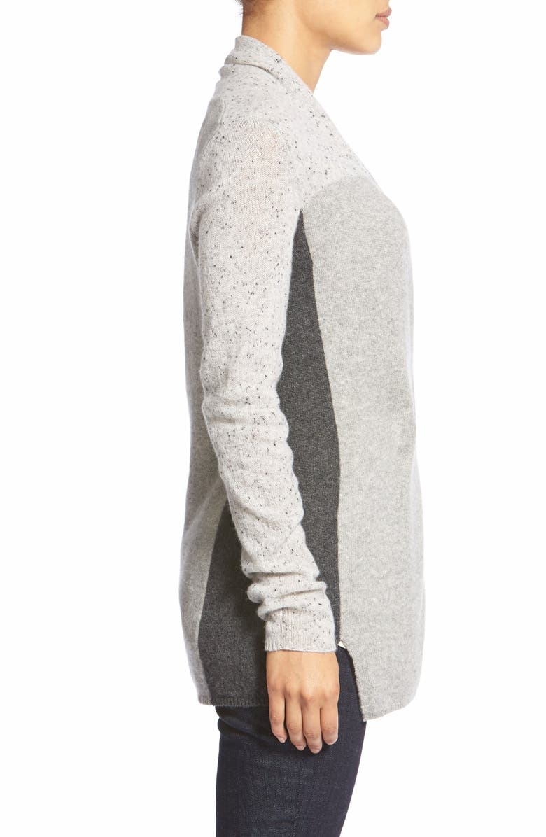 White + Warren Colorblock Wrap Front Cashmere Cardigan, Alternate, color, 