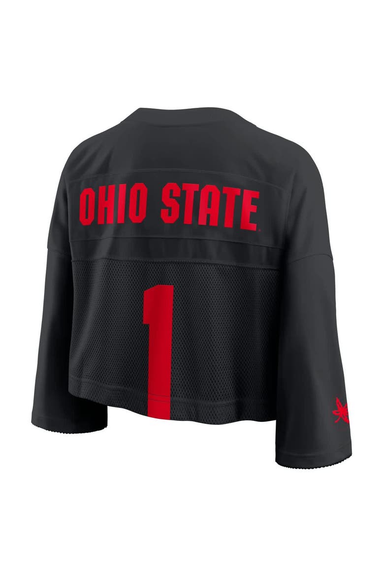 Women's Nike Black Ohio State Buckeyes Cropped Mesh Fashion Jersey, Alternate, color, Black