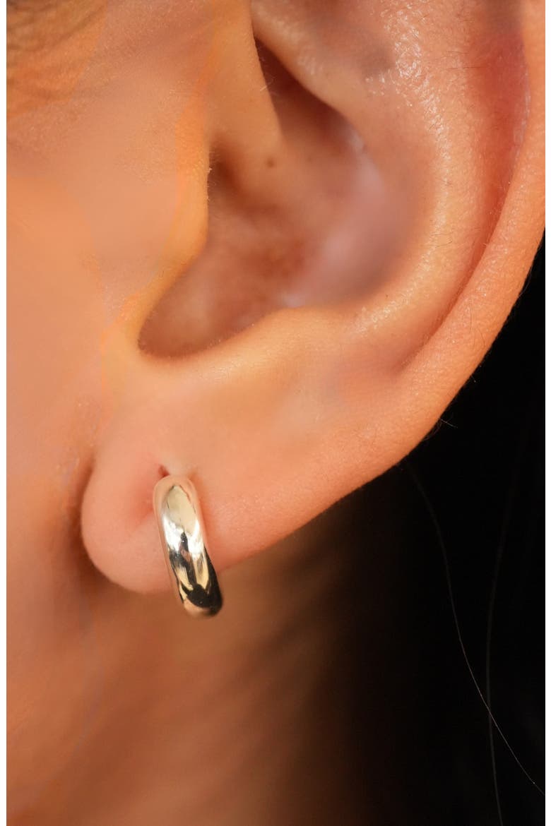 Small Chubby Huggie Hoop Earrings, Alternate, color, SILVER