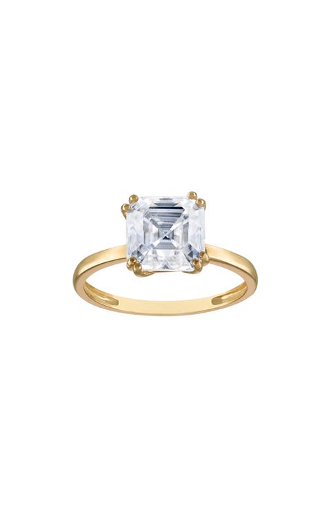 Asscher Cut Moissanite Solitaire Ring