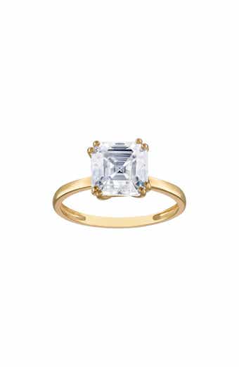 FUZION CREATIONS Asscher Cut Moissanite Solitaire Ring