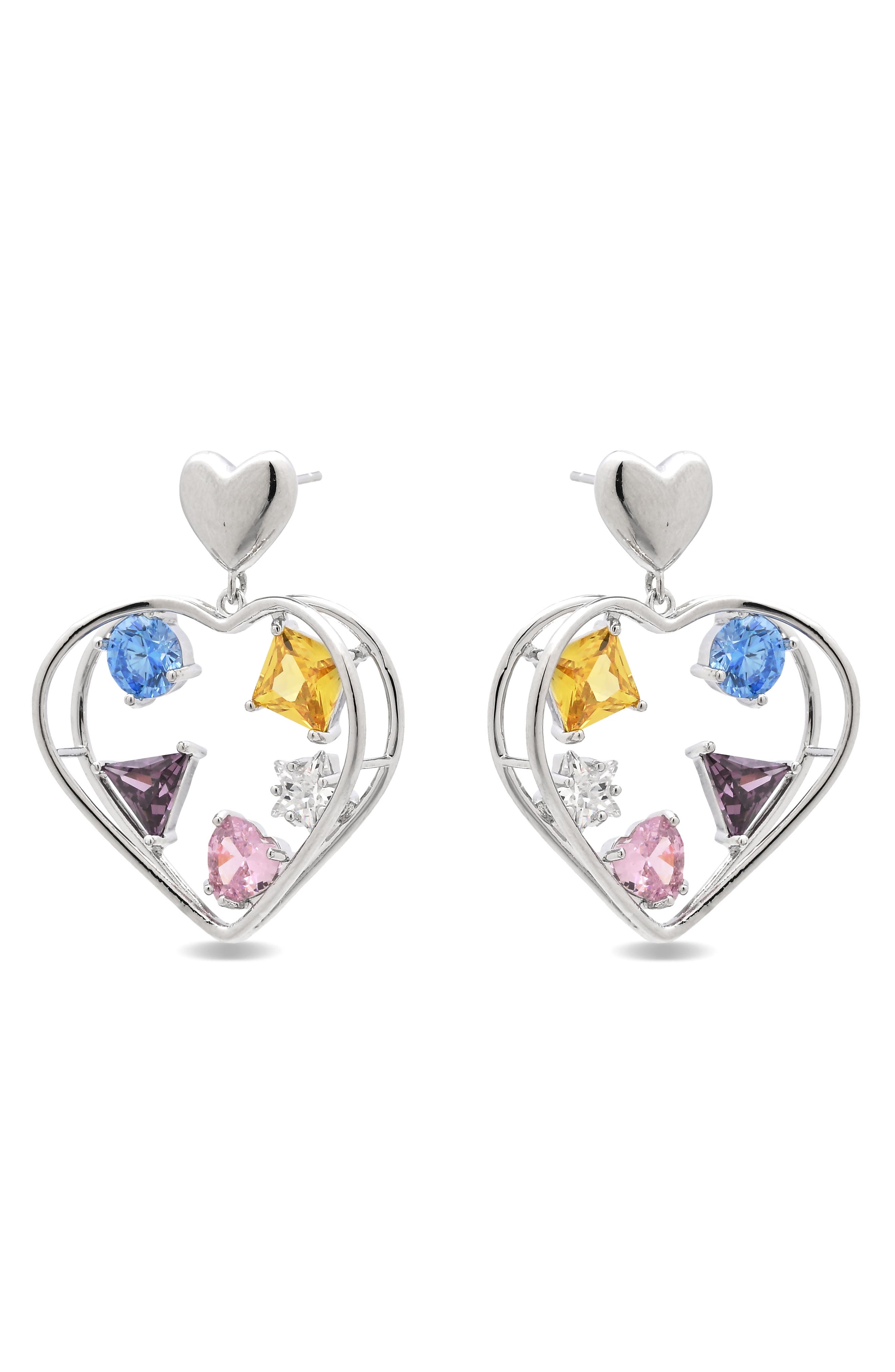 EYE CANDY LOS ANGELES Leona Cubic Zirconia Heart Drop Earrings