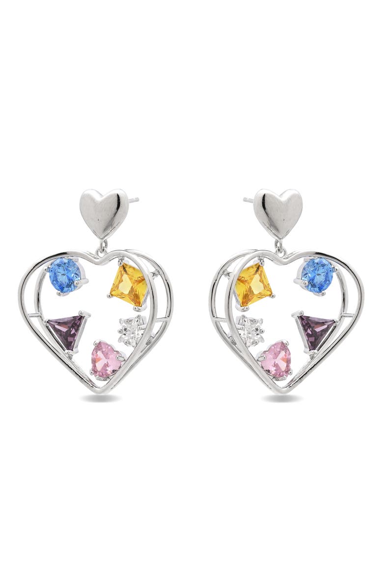 Leona Cubic Zirconia Heart Drop Earrings, Main, color, GOLD