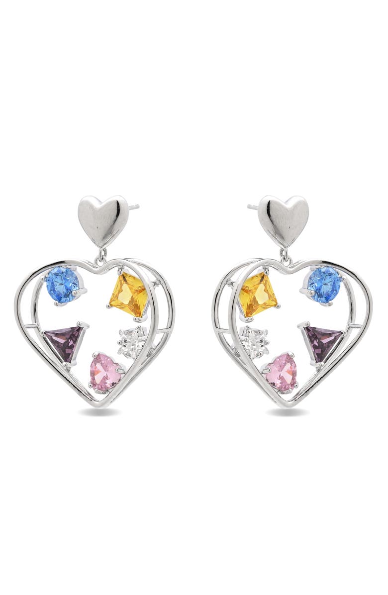 EYE CANDY LOS ANGELES Leona Cubic Zirconia Heart Drop Earrings, Main, color, Gold