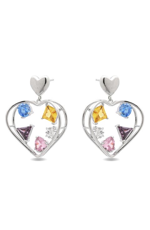 Leona Cubic Zirconia Heart Drop Earrings