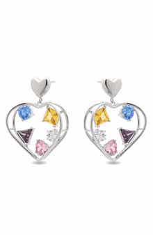 EYE CANDY LOS ANGELES Leona Cubic Zirconia Heart Drop Earrings