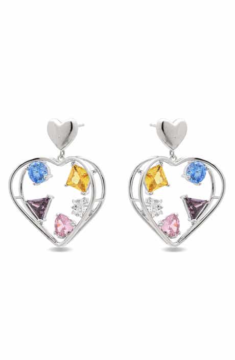 EYE CANDY LOS ANGELES Leona Cubic Zirconia Heart Drop Earrings