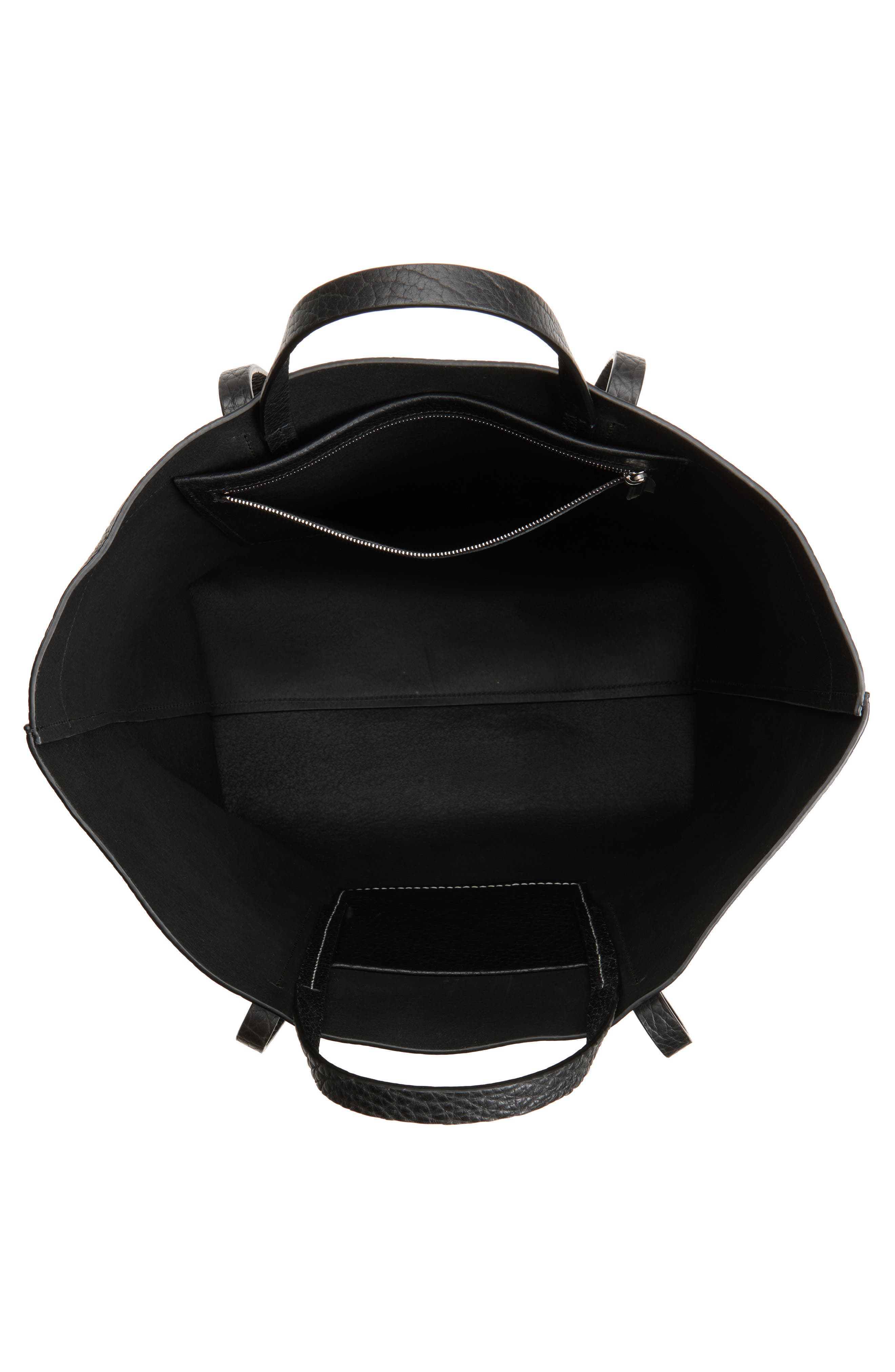 Rick Owens Hollywood Grained Leather Shopper, Alternate, color, Black