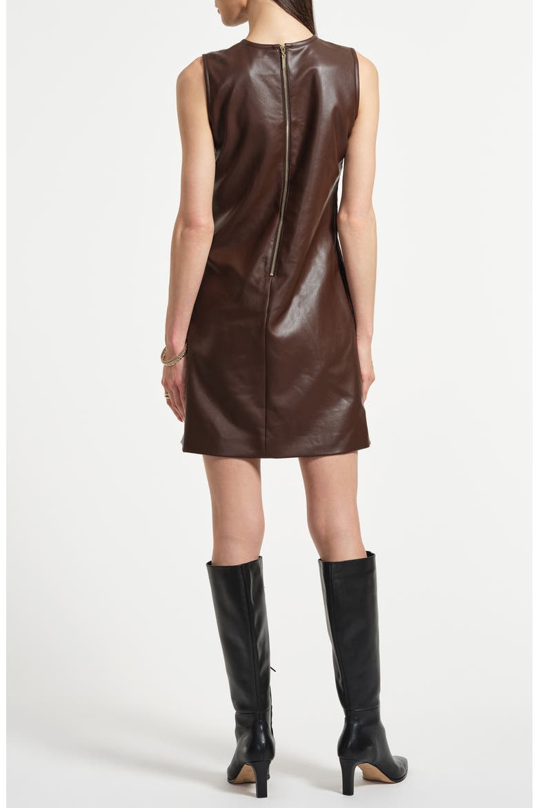 Faux Fur & Faux Leather Shift Dress, Alternate, color, BROWN ZEBRA