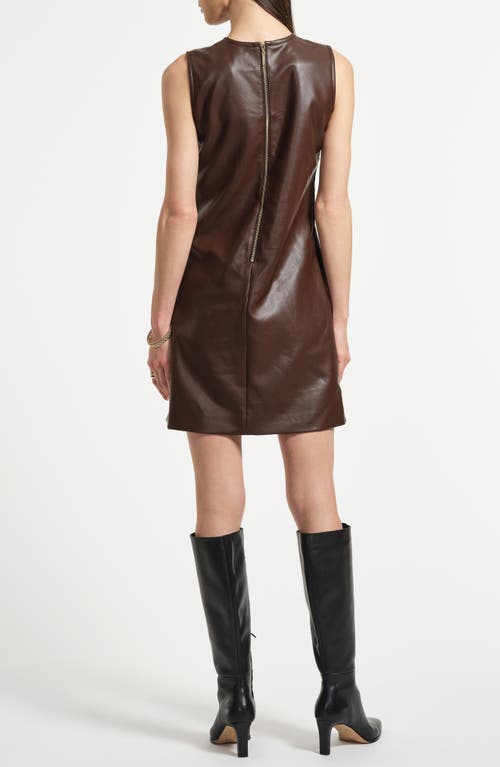 Isaac Mizrahi New York Faux Fur & Faux Leather Shift Dress In Brown