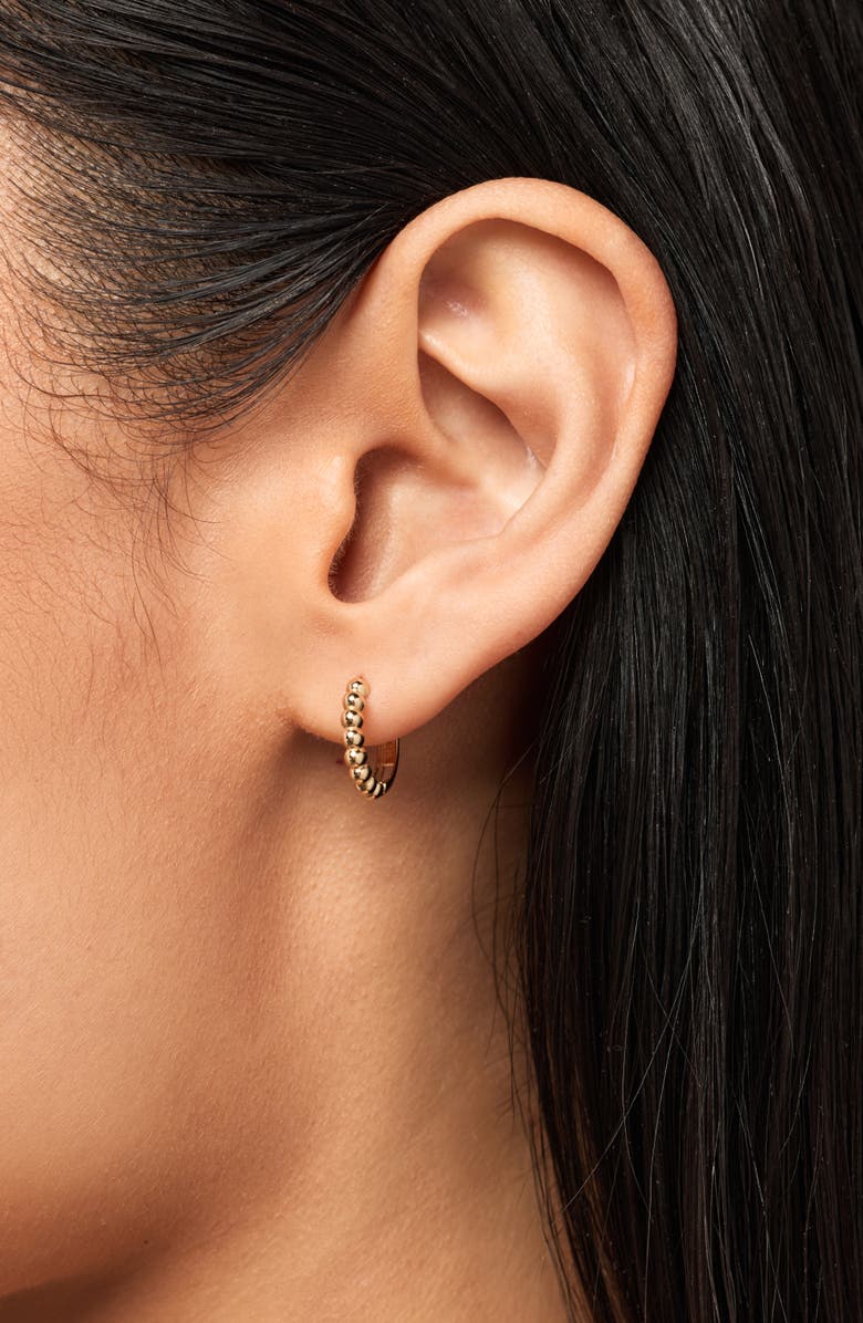 Ana Luisa Solid Yellow Gold - Gold Bead Hoops Small, Alternate, color, Gold