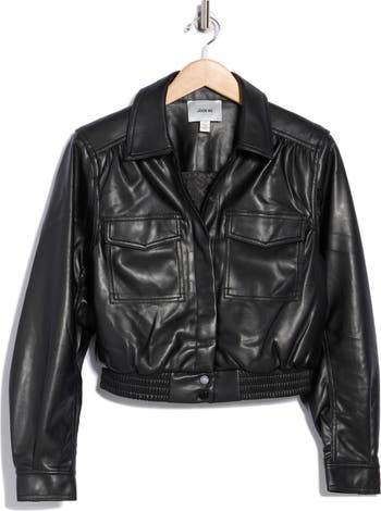 Flap Patch Pocket Faux Leather Jacket