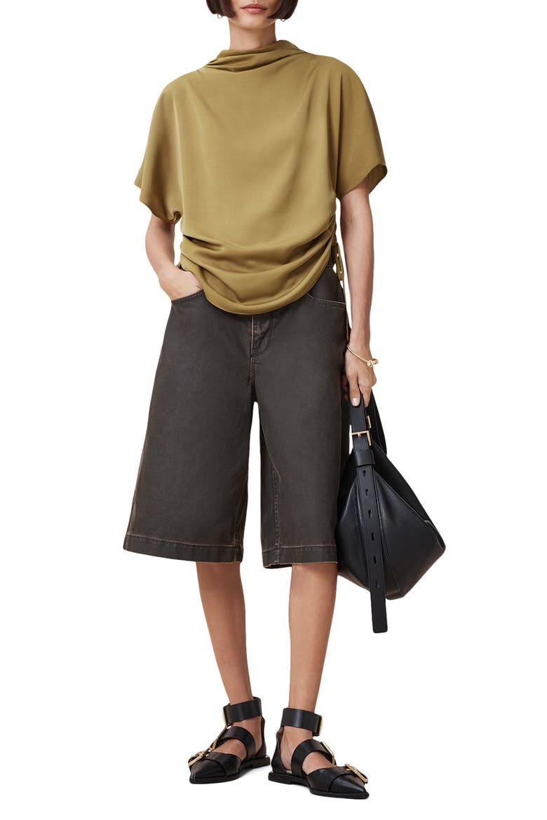 Leslie Side Ruched Top, Alternate, color, CUMIN BROWN
