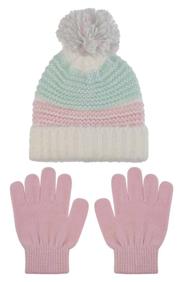Capelli New York Three Tone Stripe Beanie & Gloves, Main, color, 