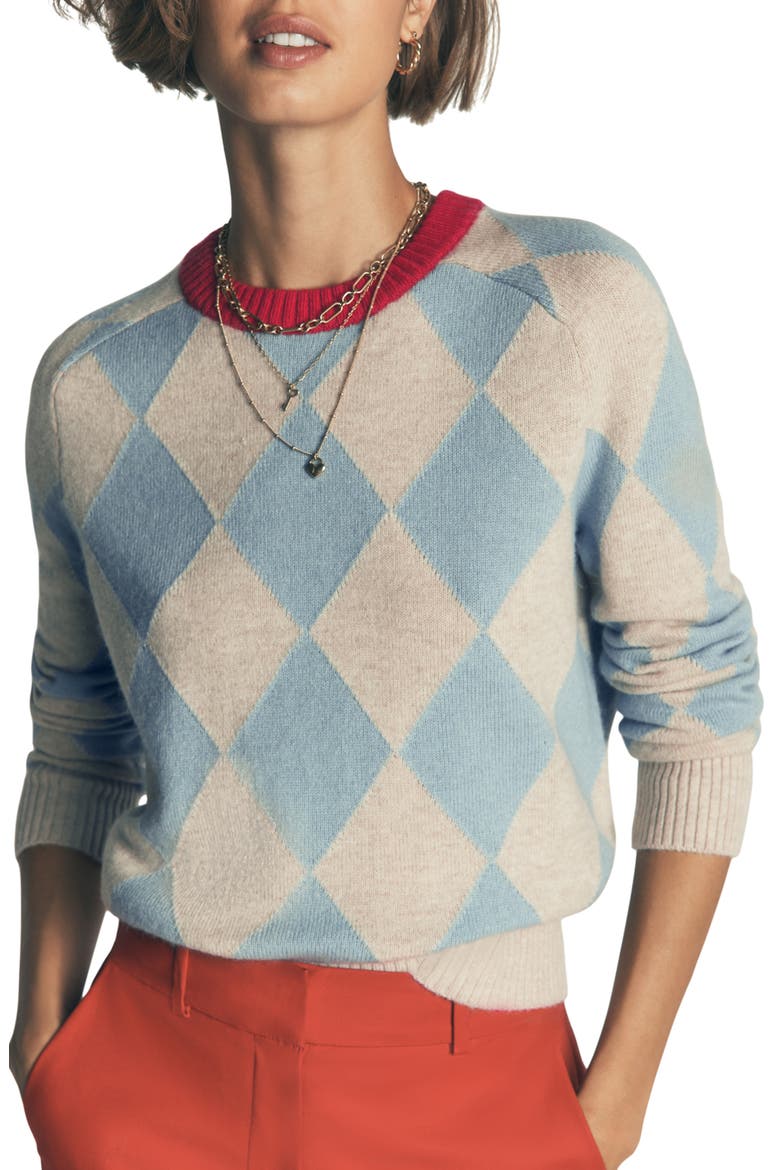 Ariadne Alpaca Blend Sweater, Main, color, BLUE, ARGYLE