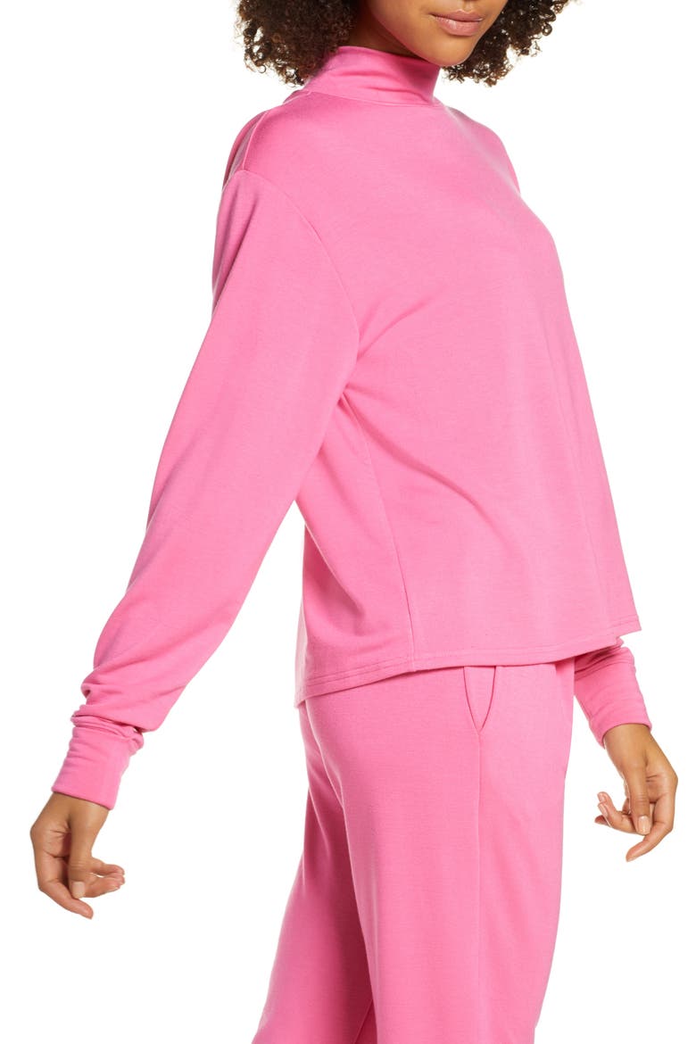 Mock Neck Sweatshirt (Nordstrom Exclusive), Alternate, color, PINK SHOCK