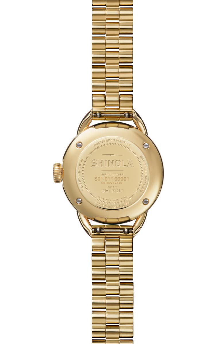 Shinola Runabout Bracelet Watch, 25mm, Alternate, color, Gold