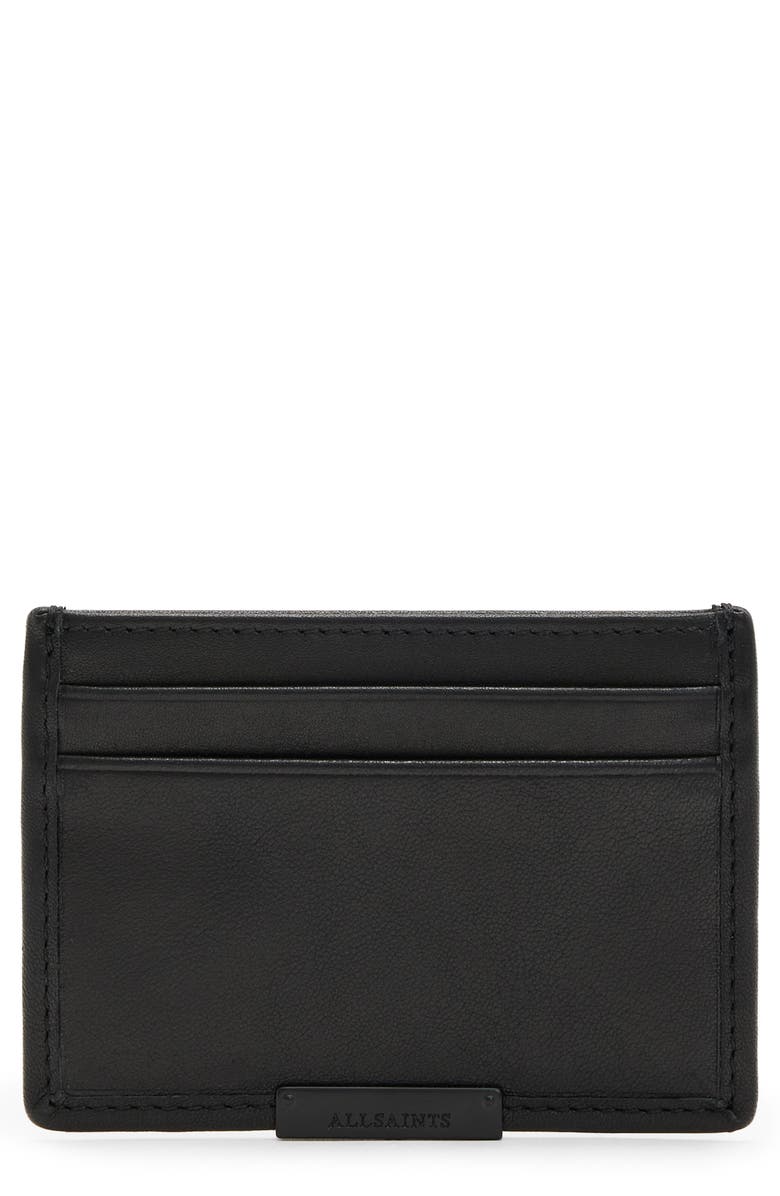 AllSaints Dove Leather Card Case, Main, color,