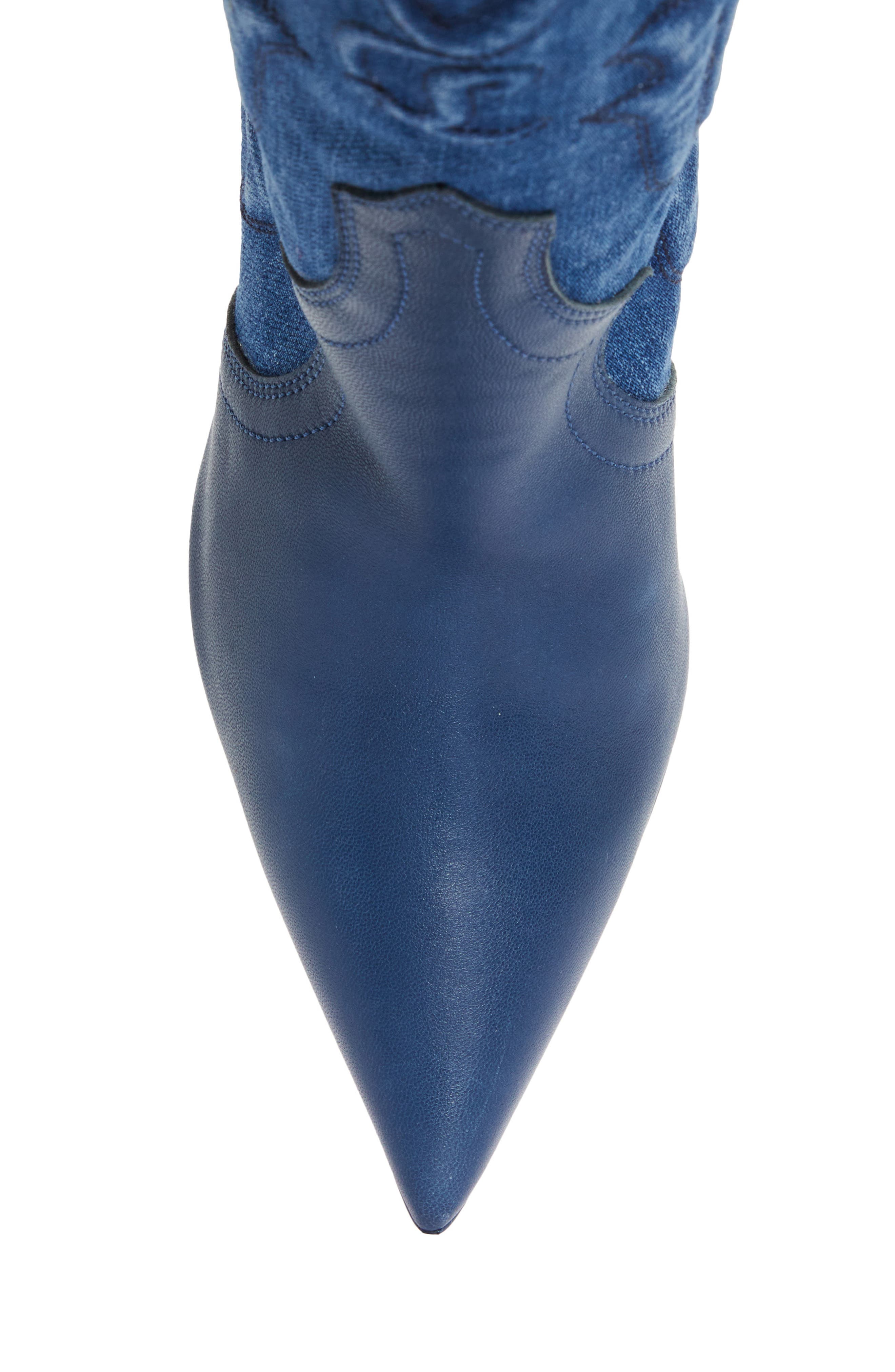 Christian Louboutin Santiag Denim & Leather Western Boot, Alternate, color, 