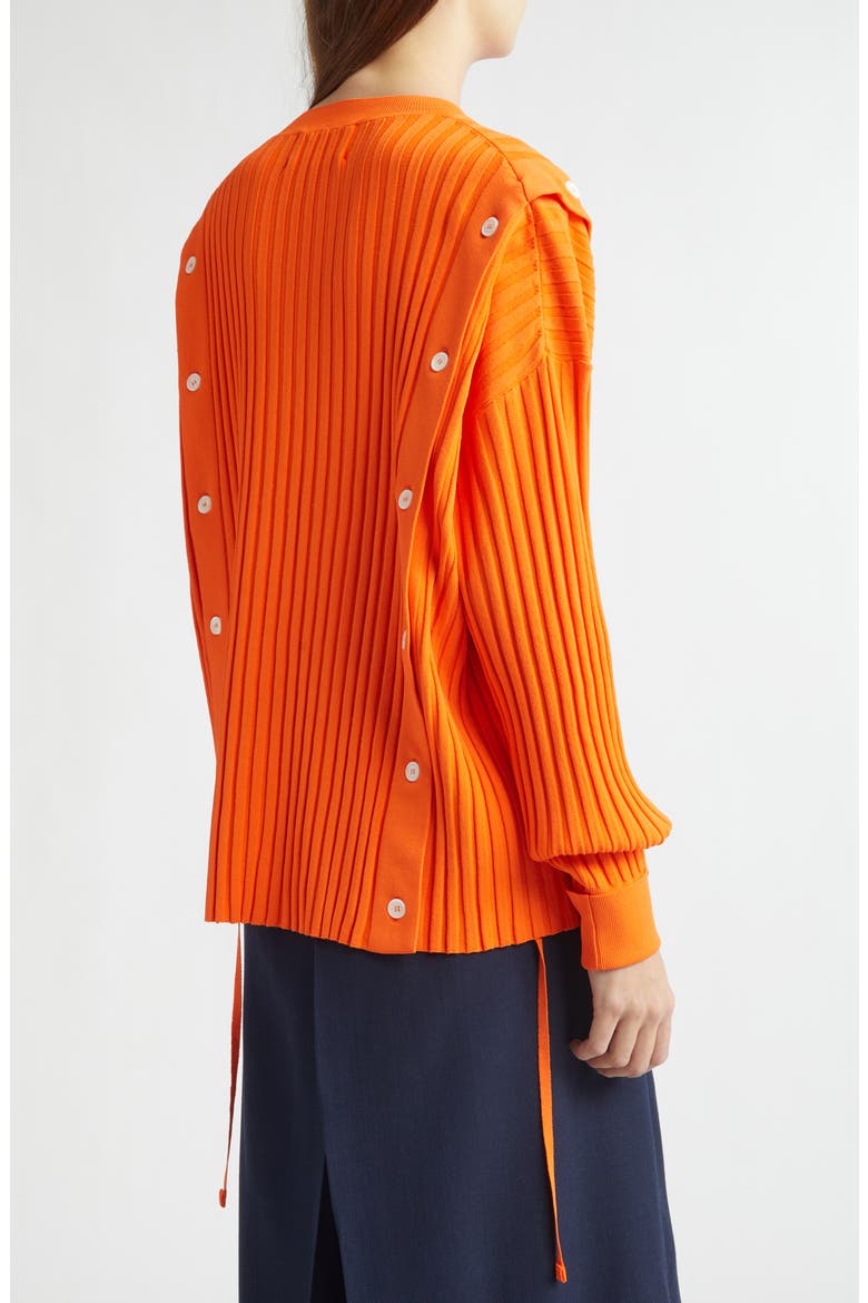 Button Detail Rib Crewneck Sweater, Alternate, color, SUNRISE ORANGE