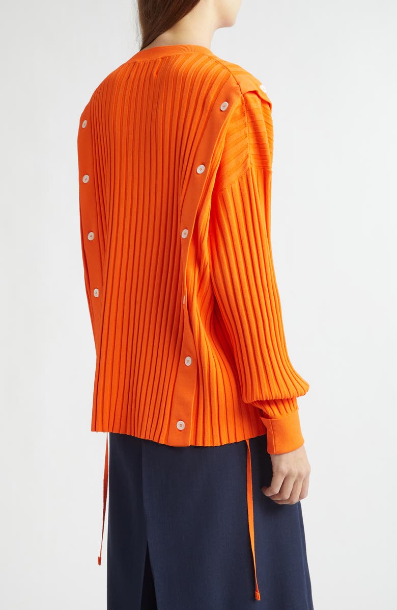 SETCHU Button Detail Rib Crewneck Sweater, Alternate, color, Sunrise Orange
