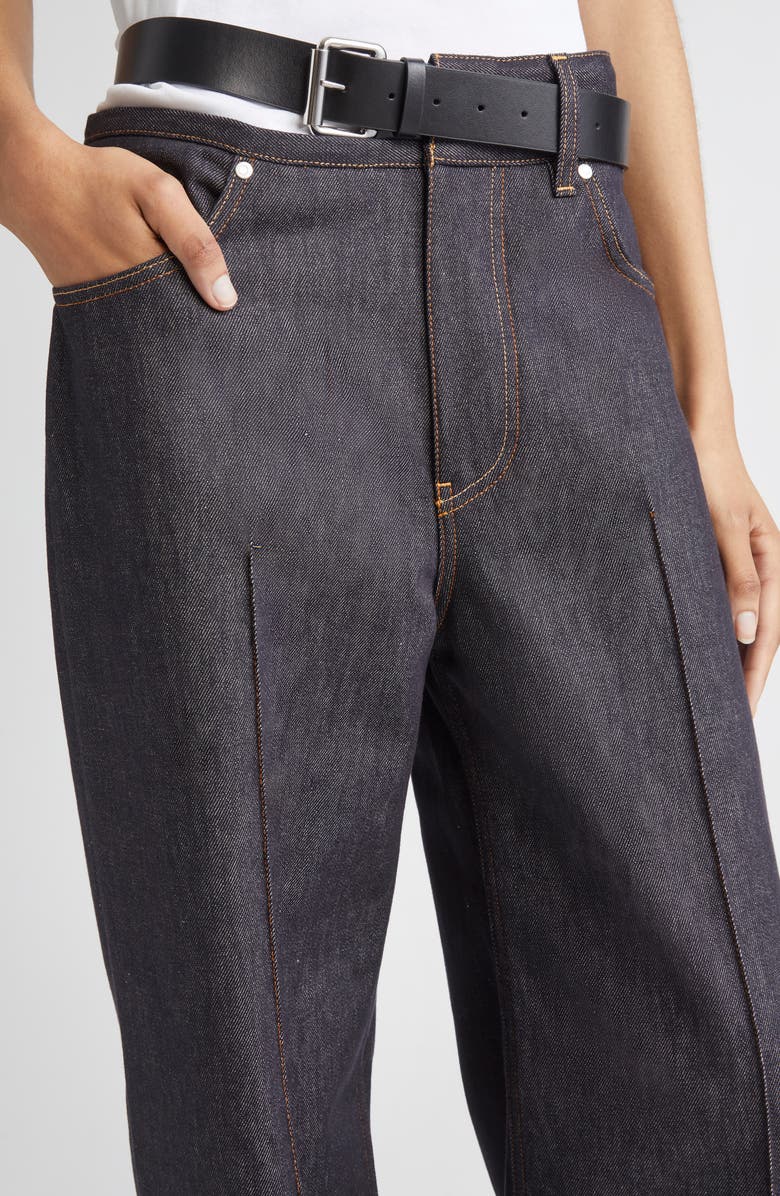 Stella McCartney Belted Raw Denim Straight Leg Jeans, Alternate, color, 4123 - Raw Blue Denim