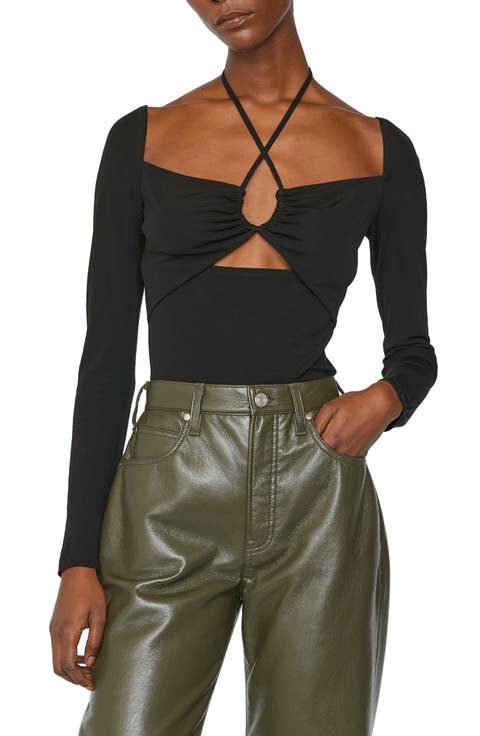Strappy Halter Neck Cutout Top
