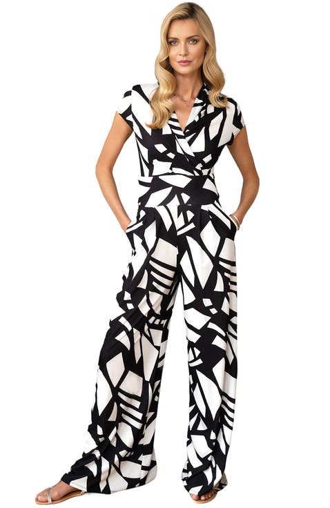 Faux-Wrap Wide Leg Jumpsuit