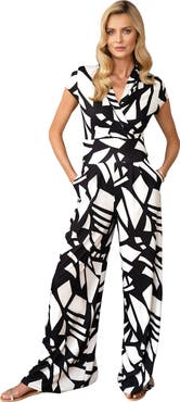 HotSquash London Clothing Faux-Wrap Wide Leg Jumpsuit