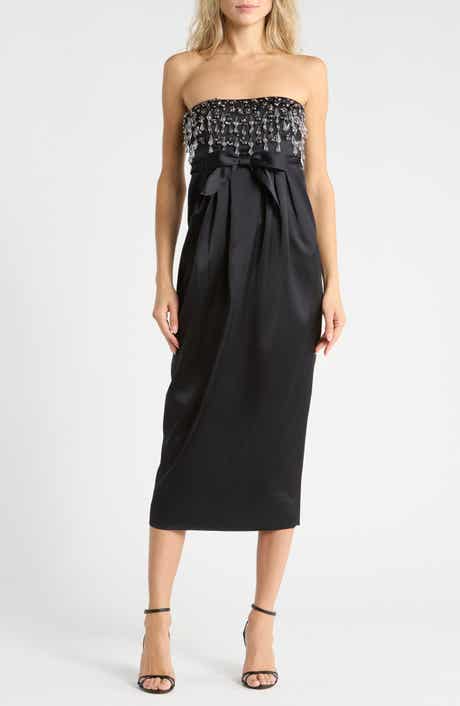 Zelina Gemstone Strapless Midi Dress