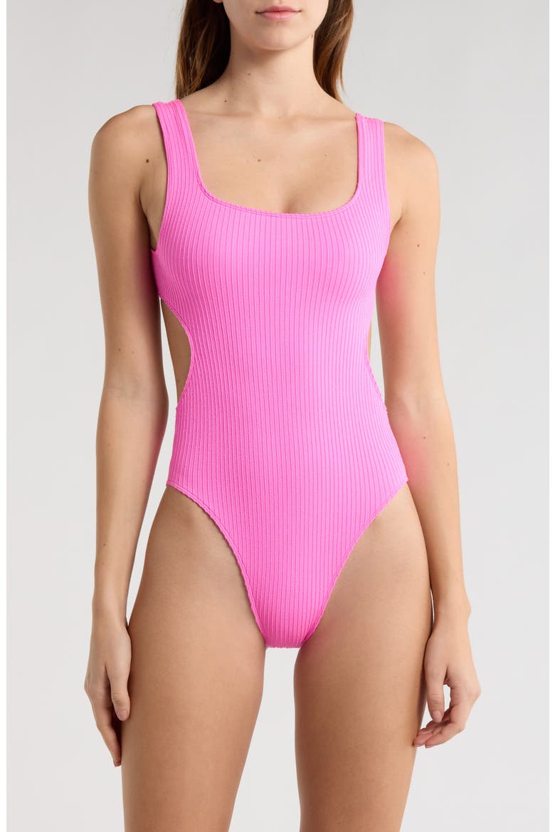 x Surf City Rib One-Piece Swimsuit, Main, color, SUPER PINK