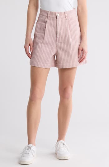 Vigoss Stripe Cotton Bermuda Shorts In Light Pink Combo