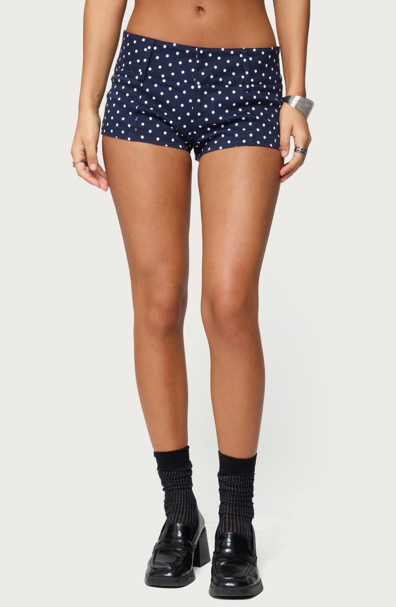 EDIKTED Twyla Polka Dot Shorts, Main, color, 