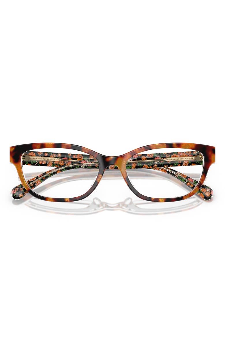 COACH 51mm Pillow Optical Glasses, Alternate, color, Amber / Orange / Demo Lens