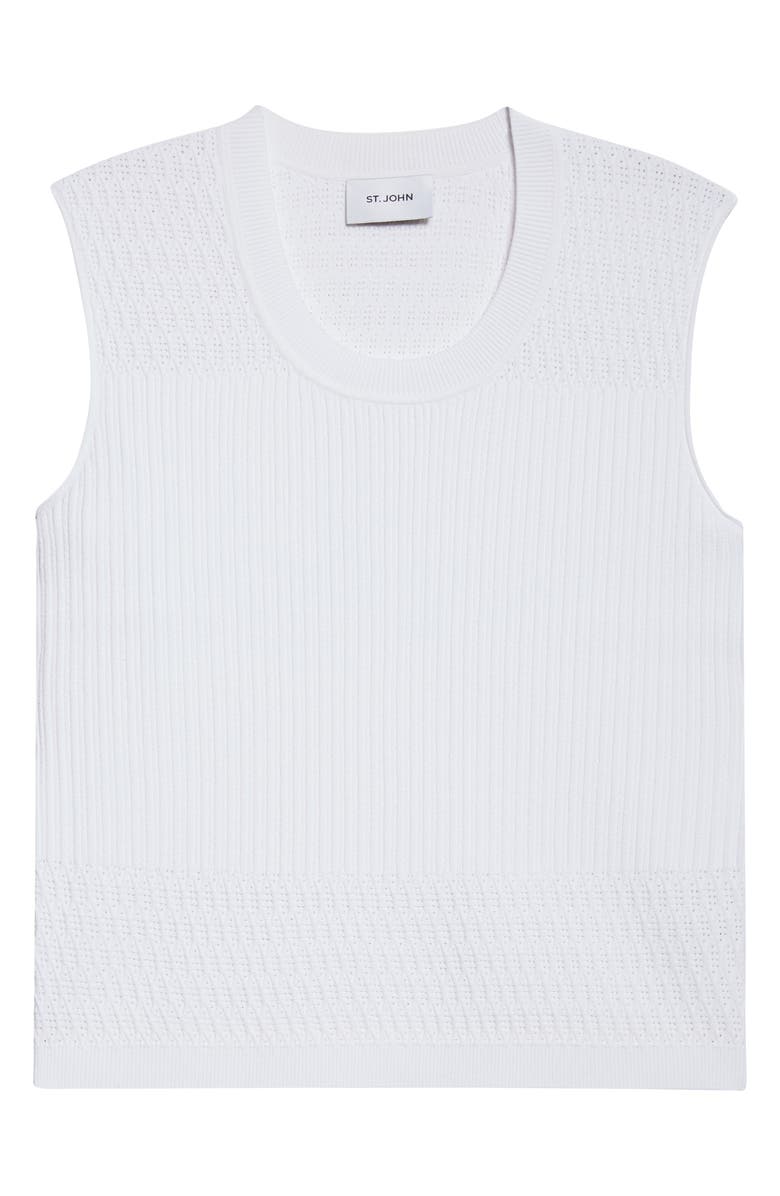 ST. JOHN Mixed Stitch Fine Gauge Sleeveless Sweater, Alternate, color, Ivory