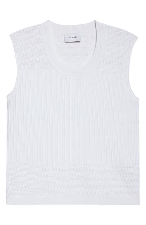 St John St. John Collection Mixed Stitch Fine Gauge Sleeveless Sweater