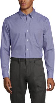 Lands' End School Uniform  Tailored Fit No Iron Solid Supima Cotton Pinpoint Buttondown Collar Dress Shirt
