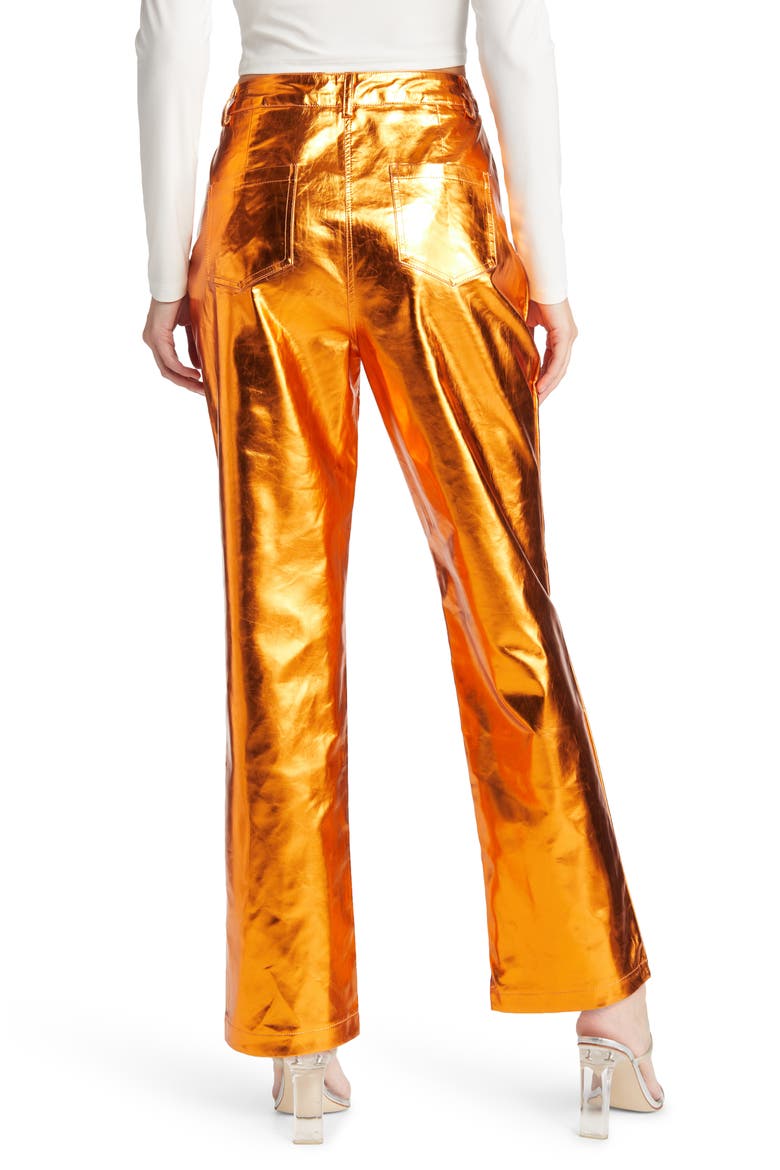 Shiny Straight Leg Pants, Alternate, color, BRONZE