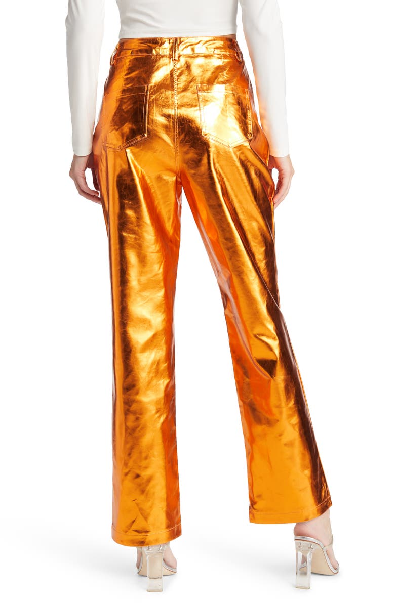 Amy Lynn Shiny Straight Leg Pants, Alternate, color, Bronze